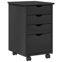 vidaXL Rolling Cabinet with Wheels White 34 x 39 x 56 cm Solid Pinewood