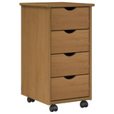 vidaXL Rolling Cabinet Honey Brown 34 x 39 x 65.5 cm Solid Spruce Wood