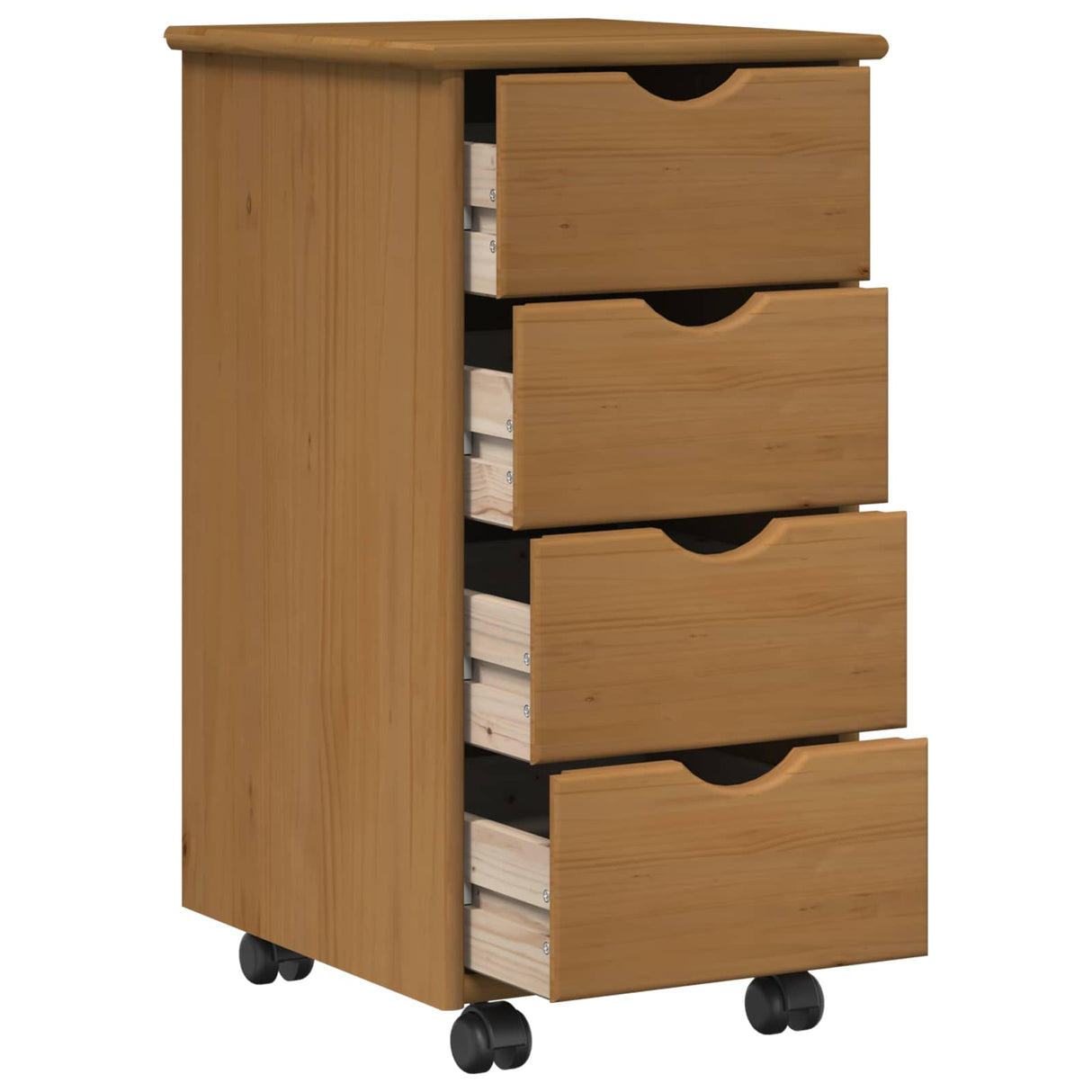 vidaXL Rolling Cabinet Honey Brown 34 x 39 x 65.5 cm Solid Spruce Wood