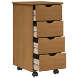 vidaXL Rolling Cabinet Honey Brown 34 x 39 x 65.5 cm Solid Spruce Wood