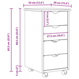 vidaXL Rolling Cabinet Honey Brown 34 x 39 x 65.5 cm Solid Spruce Wood