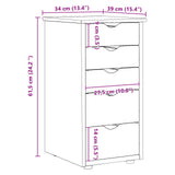 vidaXL Kast Honing bruin 34 x 39 x 61,5 cm Massief vurenhout