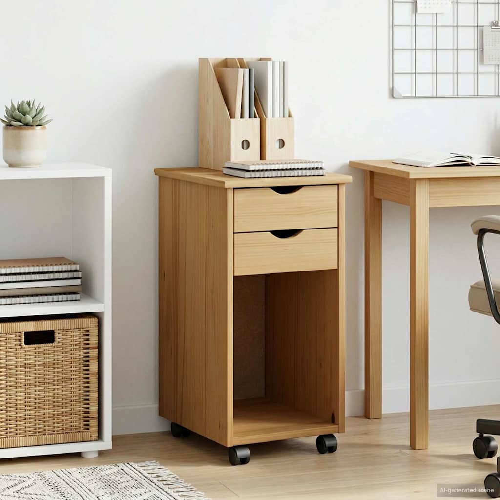 vidaXL Rollende kast HoningBruin 34 x 39 x 65,5 cm Massief grenenhout