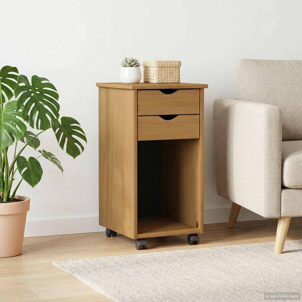 vidaXL Rollende kast HoningBruin 34 x 39 x 65,5 cm Massief grenenhout
