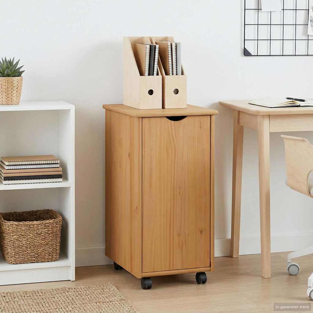 vidaXL Rollende kast Honing bruin 34 x 39 x 65,5 cm Massief vurenhout