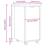 vidaXL Rollende kast Honing bruin 34 x 39 x 65,5 cm Massief vurenhout