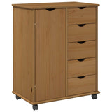 vidaXL Rolling Cabinet Honey Brown 63.5 x 39 x 79 cm Solid Pinewood