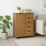 vidaXL Rolling Cabinet Honey Brown 63.5 x 39 x 79 cm Solid Pinewood