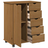 vidaXL Rolling Cabinet Honey Brown 63.5 x 39 x 79 cm Solid Pinewood