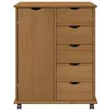 vidaXL Rolling Cabinet Honey Brown 63.5 x 39 x 79 cm Solid Pinewood