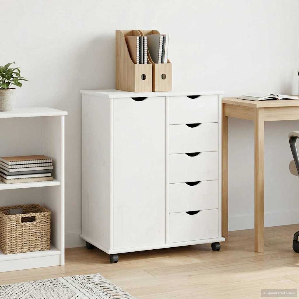 vidaXL Rolling Cabinet Honey Brown 63.5 x 39 x 79 cm Solid Pinewood