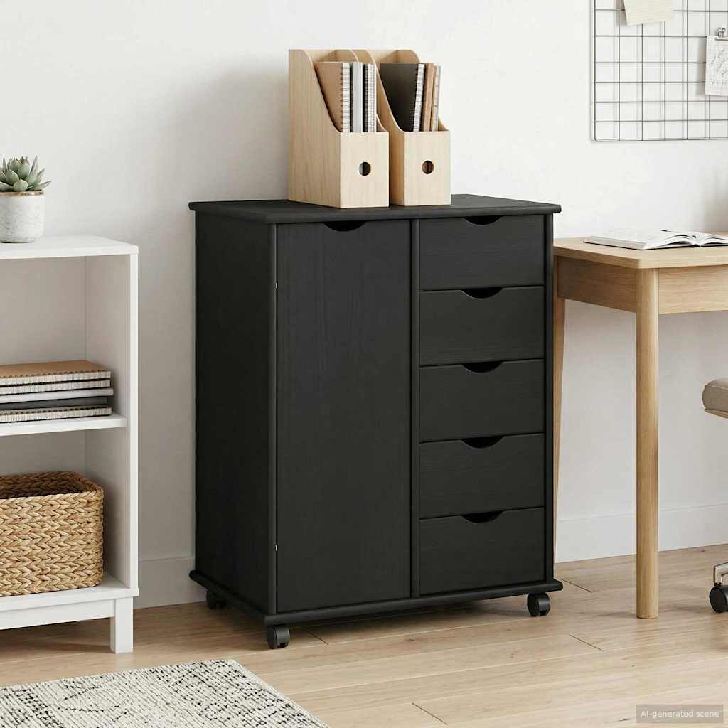 vidaXL Rolling Cabinet Honey Brown 63.5 x 39 x 79 cm Solid Pinewood
