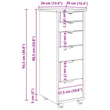vidaXL Rolling Cabinet Honey Brown 34 x 39 x 93.5 cm Solid Spruce Wood