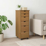 vidaXL Rolling Cabinet Honey Brown 34 x 39 x 93.5 cm Solid Spruce Wood