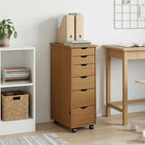 vidaXL Rolling Cabinet Honey Brown 34 x 39 x 93.5 cm Solid Spruce Wood