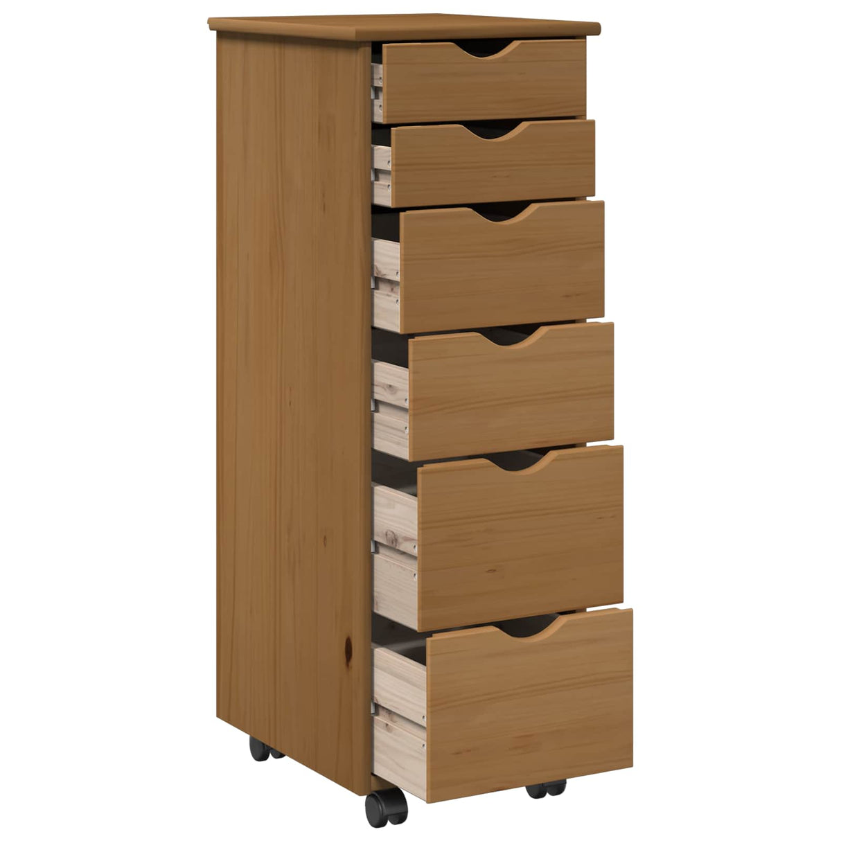 vidaXL Rolling Cabinet Honey Brown 34 x 39 x 93.5 cm Solid Spruce Wood
