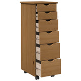 vidaXL Rolling Cabinet Honey Brown 34 x 39 x 93.5 cm Solid Spruce Wood