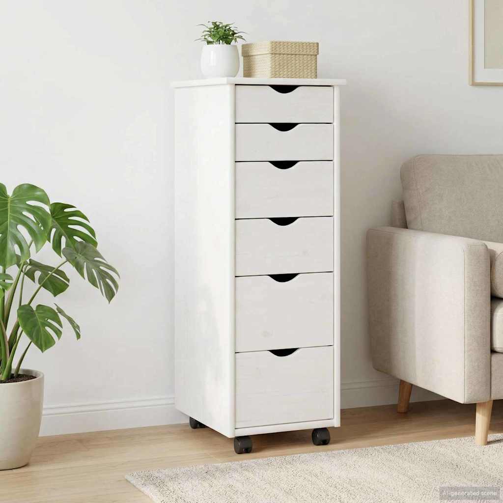 vidaXL Rolling Cabinet Honey Brown 34 x 39 x 93.5 cm Solid Spruce Wood