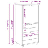 vidaXL Rollende kast Honing bruin 53 x 39 x 103 cm Massief vurenhout