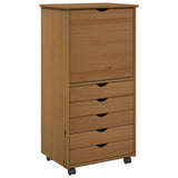 vidaXL Rollende kast Honing bruin 53 x 39 x 103 cm Massief vurenhout