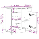 vidaXL Rollende kast met wiel Honing bruin 63,5 x 39 x 65,5 cm