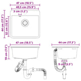 vidaXL Wasbak Zwart 470 x 440 mm Graniet