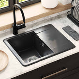 vidaXL Wasbak Zwart 470 x 440 mm Graniet