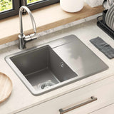 vidaXL Wasbak Zwart 470 x 440 mm Graniet