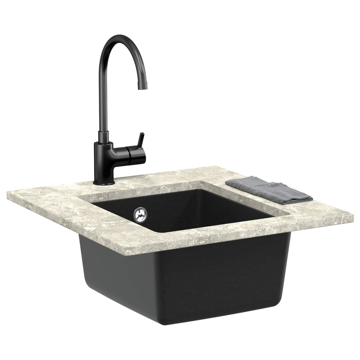 vidaXL Wasbak Zwart 370 x 460 mm 80% Kwarts en 20% Hars
