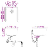 vidaXL Wasbak Zwart 370 x 460 mm 80% Kwarts en 20% Hars