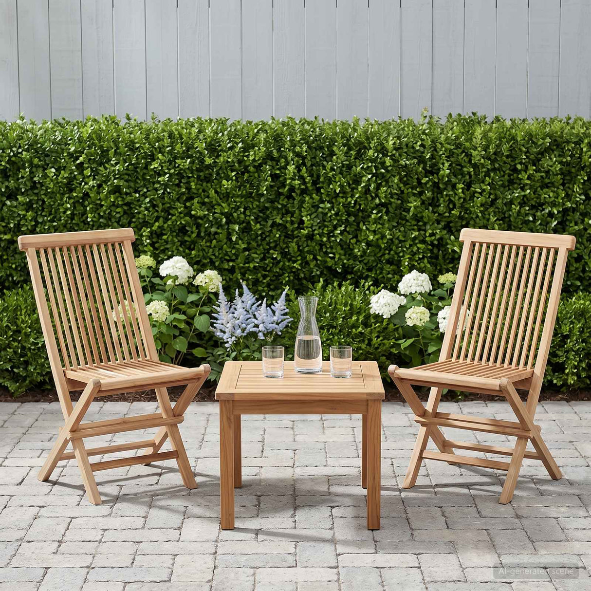 vidaXL Opvouwbare Tuinstoel 2 st Naturel Massief Teakhout