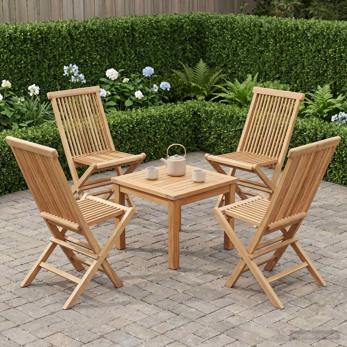 vidaXL Opvouwbare Tuinstoel 2 st Naturel Massief Teakhout
