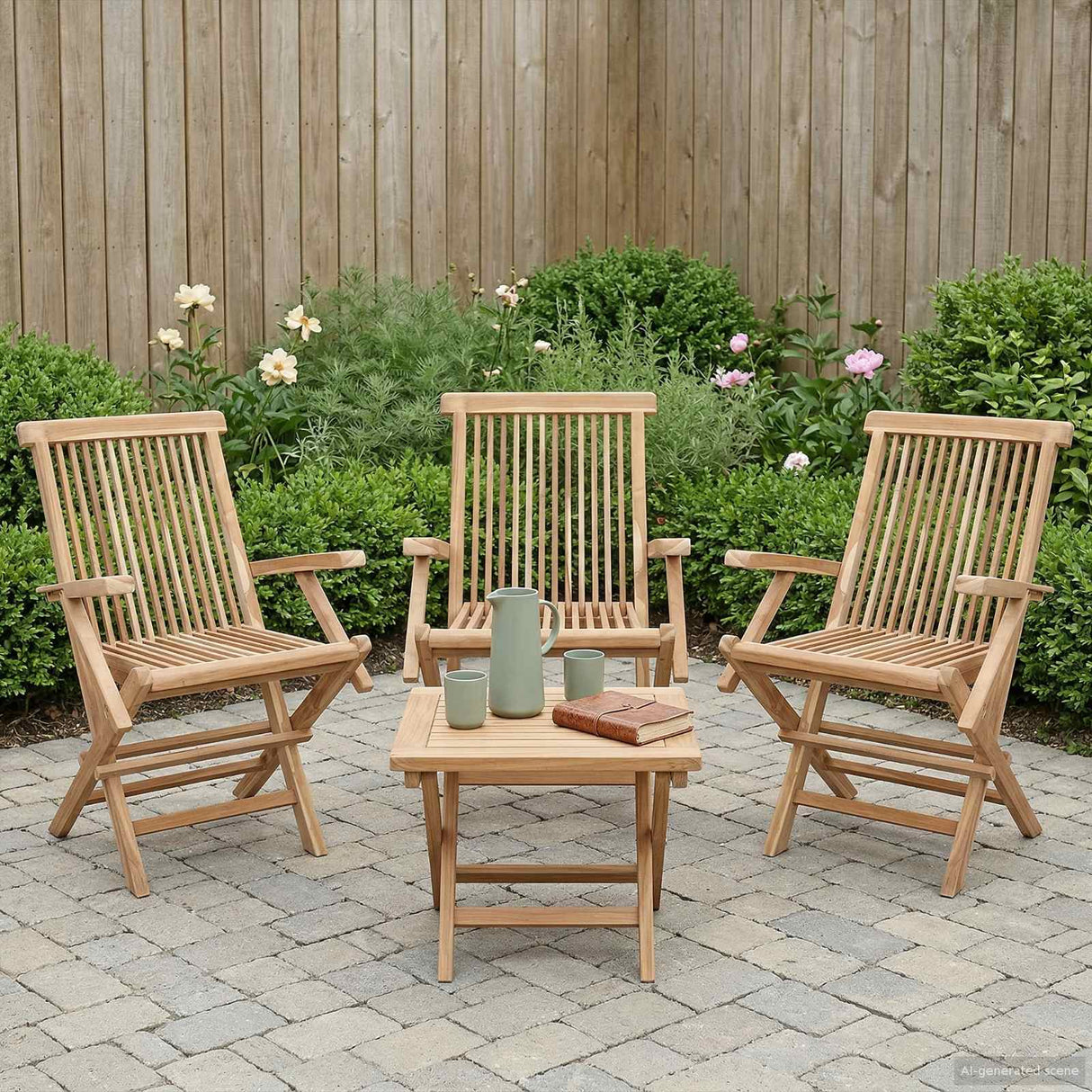vidaXL Opvouwbare Tuinstoel 2 st Naturel Massief Teakhout