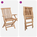 vidaXL Opvouwbare Tuinstoel 2 st Naturel Massief Teakhout