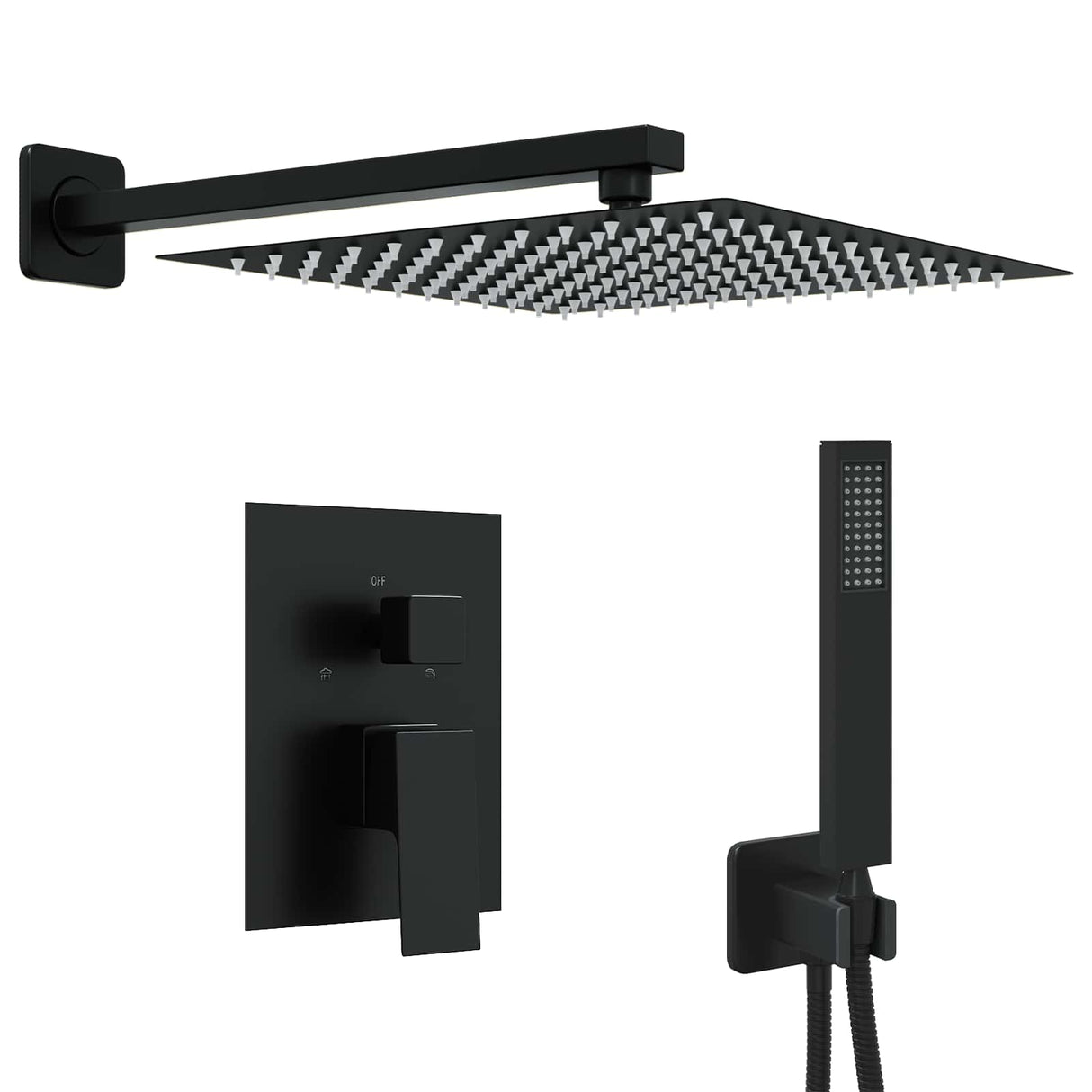 vidaXL Concealed Shower System (Square) silver Stainless steel 201