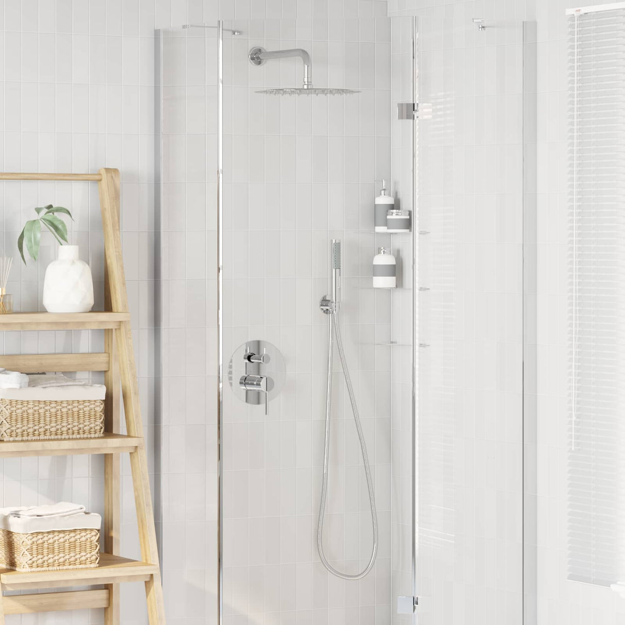 vidaXL Concealed Shower System (Square) silver Stainless steel 201