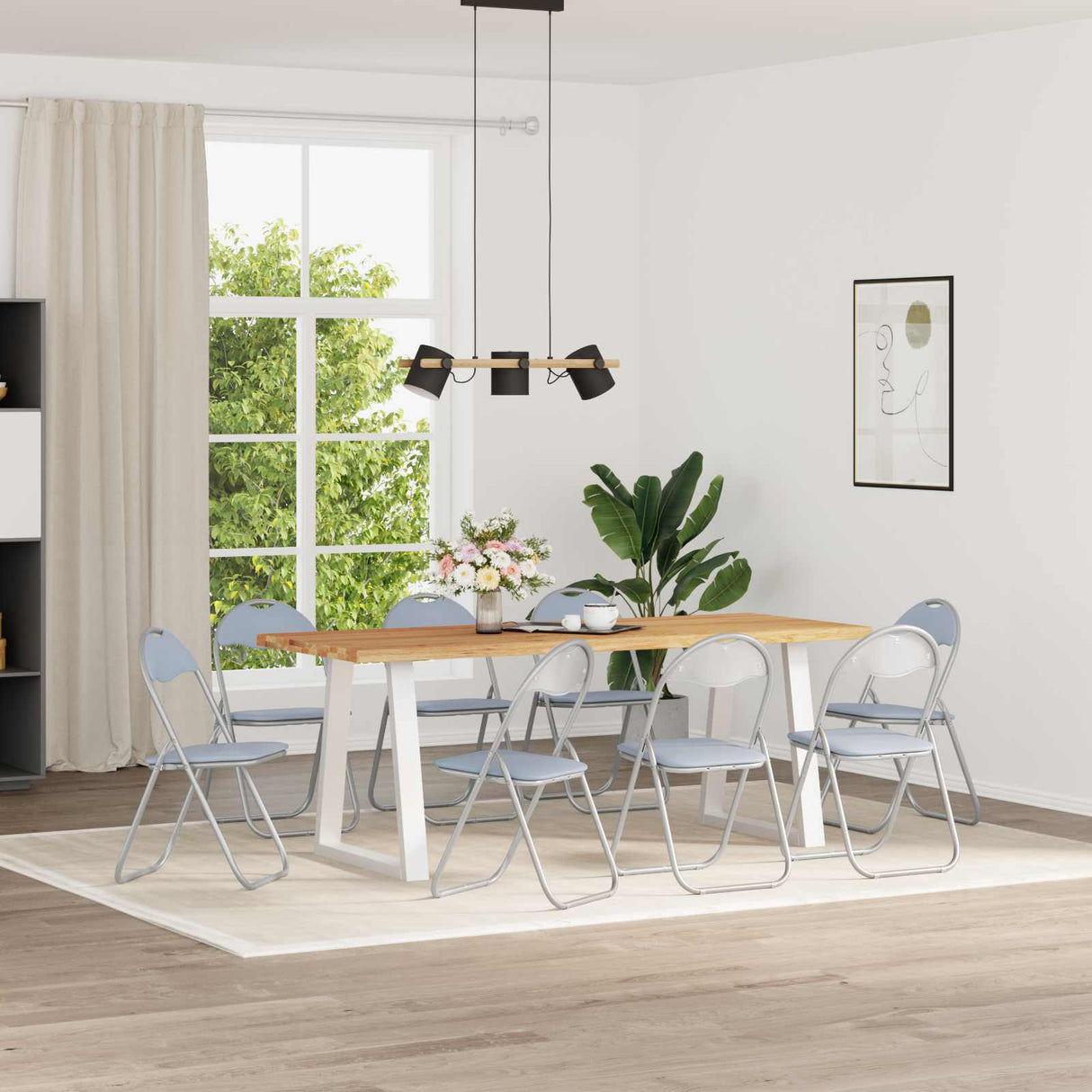 vidaXL Folding chair 2 pcs Black and Grey 48 x 43.5 x 81 cm