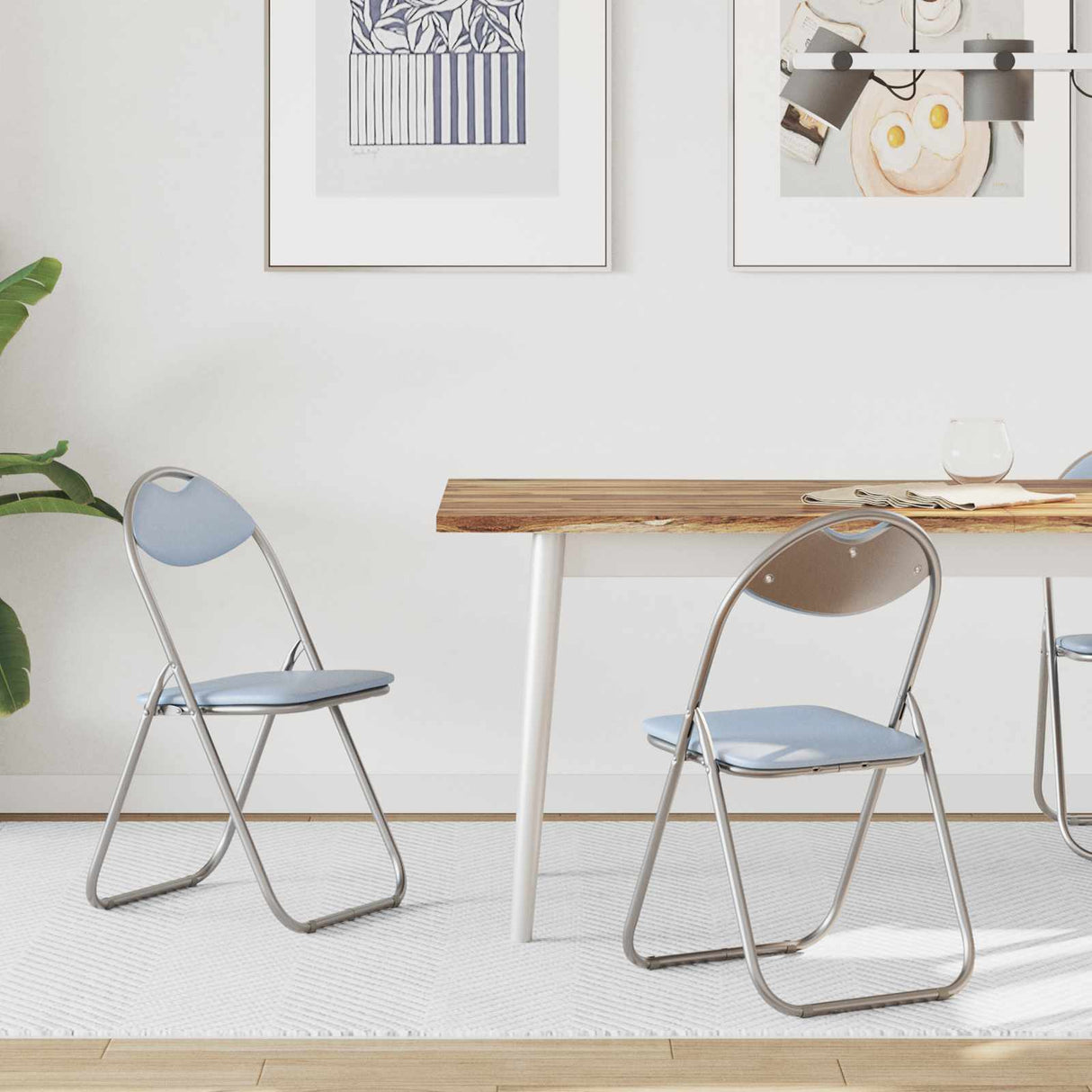 vidaXL Eetkamerstoelen inklapbaar 4 st kunstleer zwart