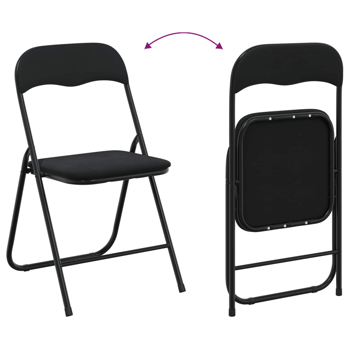 vidaXL Inklapbare stoel 2 pcs Zwart 48 x 44 x 78 cm Fluweel