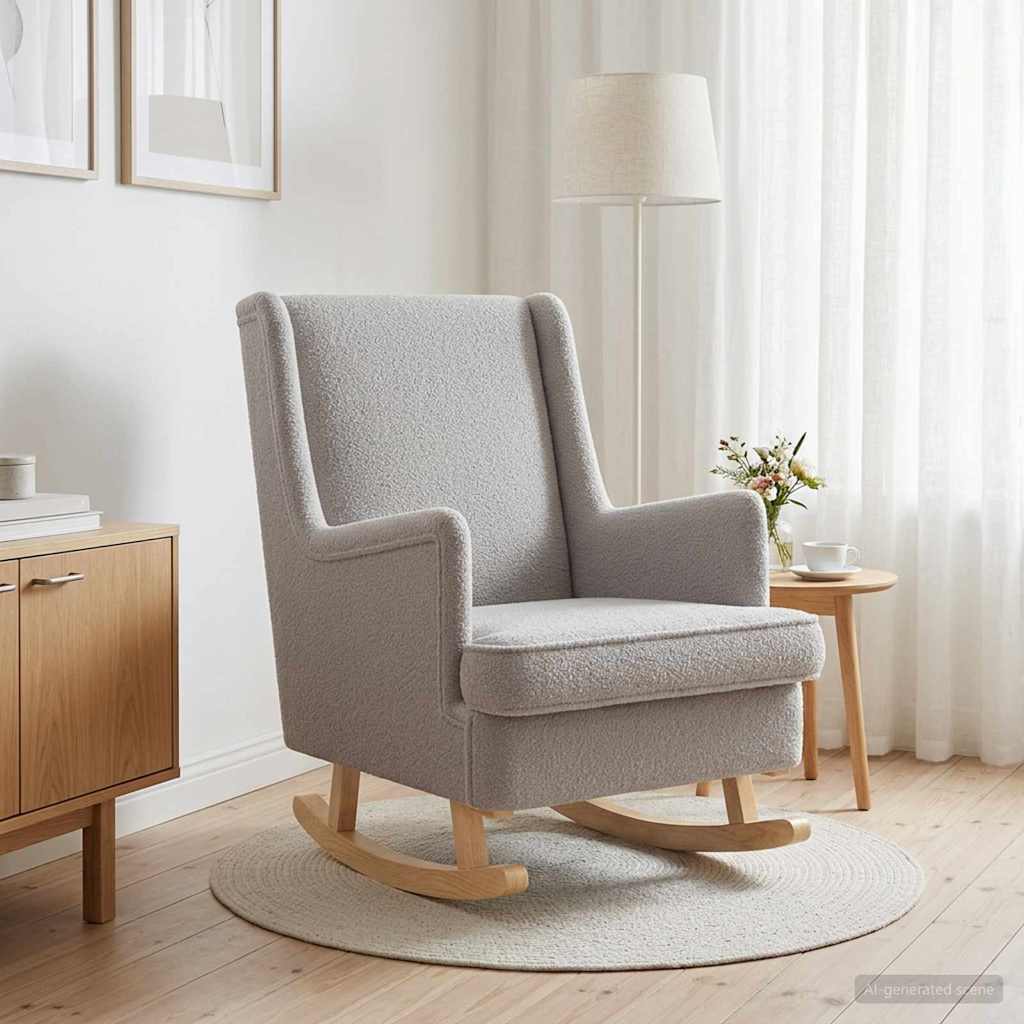 vidaXL Schommelstoel Lichtgrijs 62 x 80 x 85 cm Bouclé
