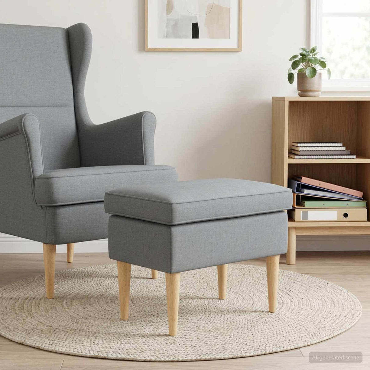 vidaXL Footstool Light Grey 55 x 35 x 41 cm Polyester