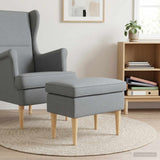 vidaXL Footstool Light Grey 55 x 35 x 41 cm Polyester