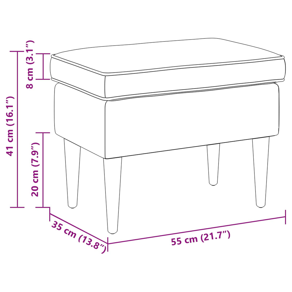 vidaXL Voetenbank Crèmekleurig 55 x 35 x 41 cm Bouclé