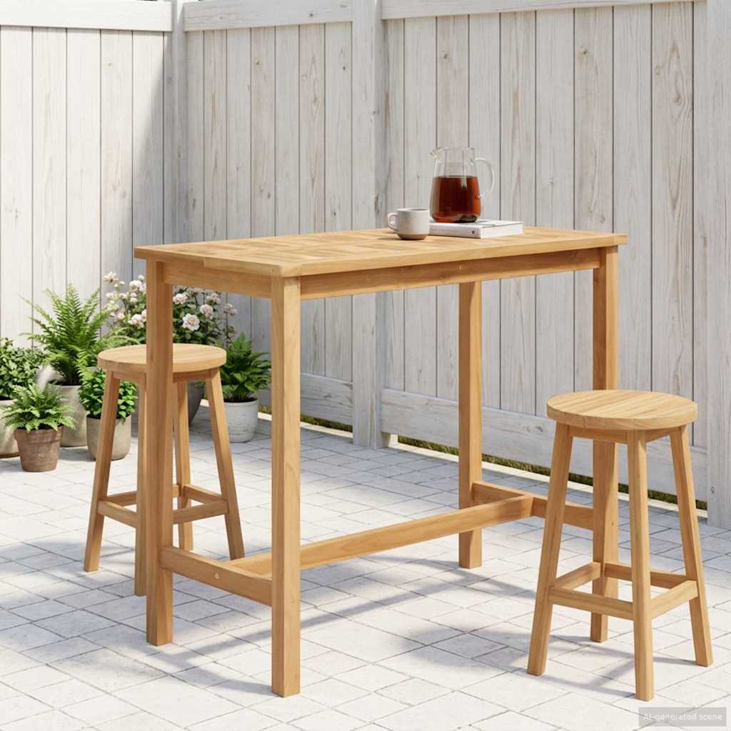 vidaXL Bartafel Naturel 60 x 60 x 105 cm Massief Teakhout