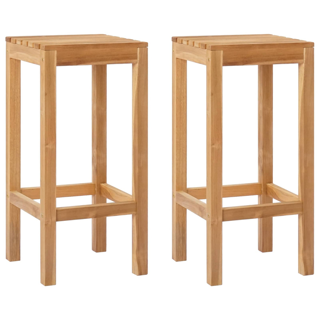 vidaXL Bar Stools 2 pcs Natural Solid Teakwood