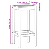 vidaXL Bar Stools 2 pcs Natural Solid Teakwood