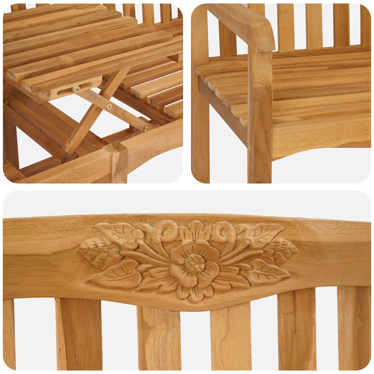 vidaXL Handmade Rose Bench 150.5 x 60 x 95 cm Solid Teakwood