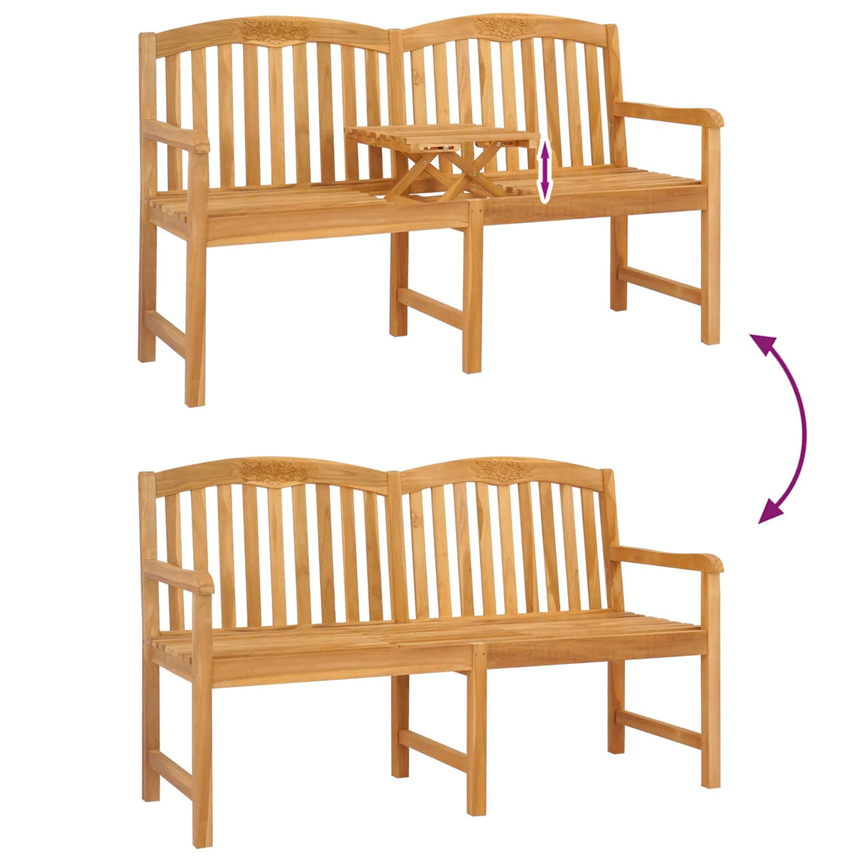 vidaXL Handmade Rose Bench 150.5 x 60 x 95 cm Solid Teakwood