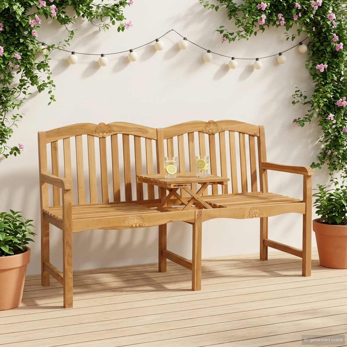 vidaXL Handmade Rose Bench 150.5 x 60 x 95 cm Solid Teakwood