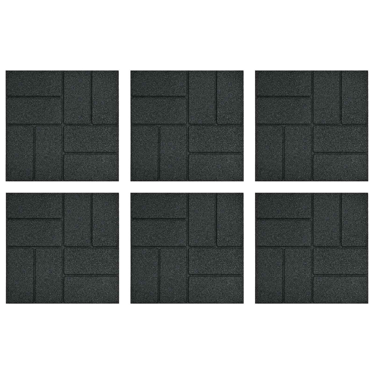 vidaXL Stapsteen 6 pcs Zwart 40,5 x 40,5 x 2 cm Rubber